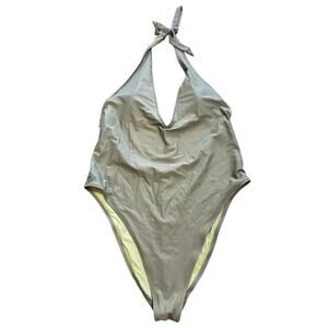 Aerie Green One Piece Low Back and V-Neck Halter High Cut & Cheeky XL